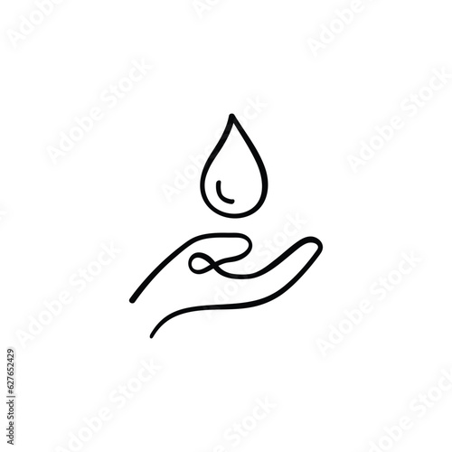 Waterdrop in Hand Line Style Icon Design
