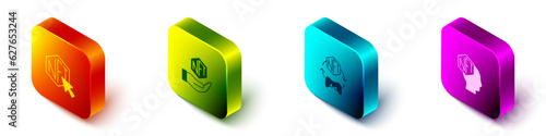 Set Isometric NFT Digital crypto art, and icon. Vector