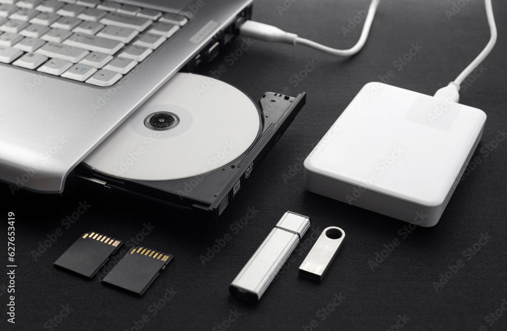data storage devices connected to a laptop, data security, digital data