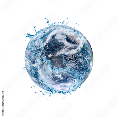 Water scarcity concept on earth. Lack of water on the world png image. Elements of this image furnished by NASA. 