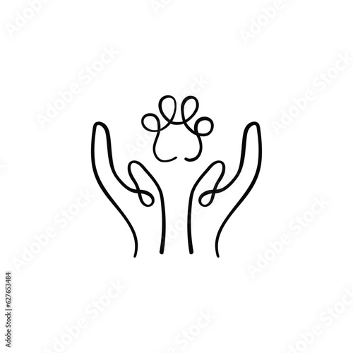 Pet Care Line Style Icon Design
