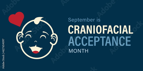 September is Craniofacial Acceptance Month. Awareness campaign vector banner for web and social media. photo