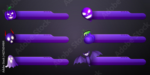 Purple Halloween theme Lower Third Title Banners with Spooky Halloween Elements for Screen Broadcast