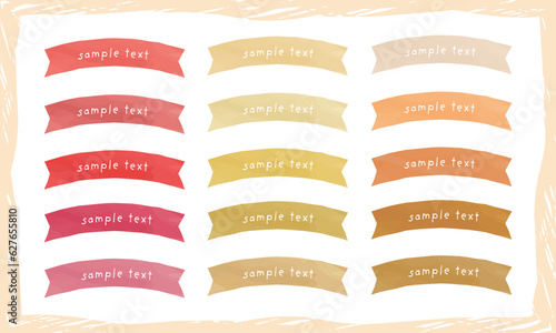 かわいい水彩の手書き風リボンセット　Hand drawn style cute watercolor vector ribbon set
