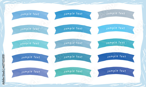 かわいい水彩の手書き風リボンセット　Hand drawn style cute watercolor vector ribbon set