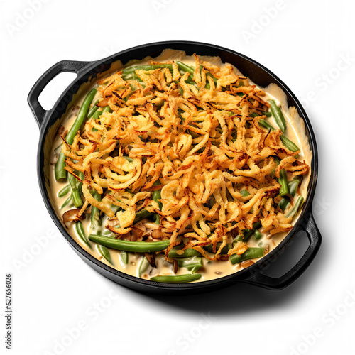 Green bean casserole isolated on white background  photo