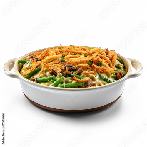 Green bean casserole isolated on white background 