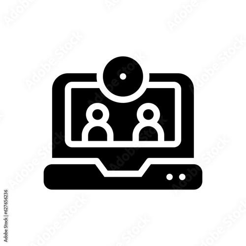video conference glyph icon