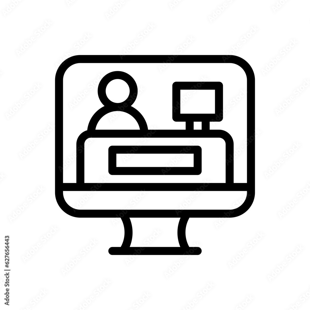 online meeting line icon