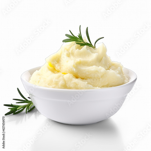 Foto Mashed potatoes isolated on white background