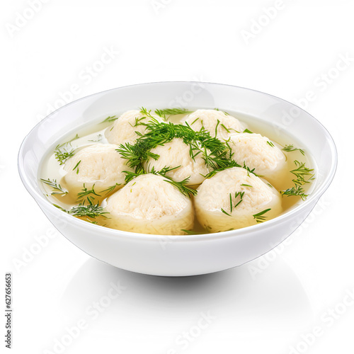 Matzo ball soup isolated on transparent background 