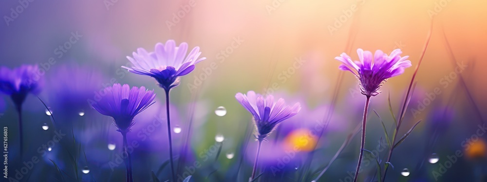 Beautiful purple wildflowers in nature outdoors with soft focus and bokeh. Floral summer spring background. Beautiful purple wildflowers in nature outdoors with soft focus and bokeh. Floral summer spring background.