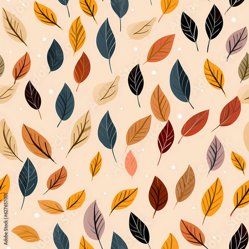 seamless pattern with autumn leaves. generative ai