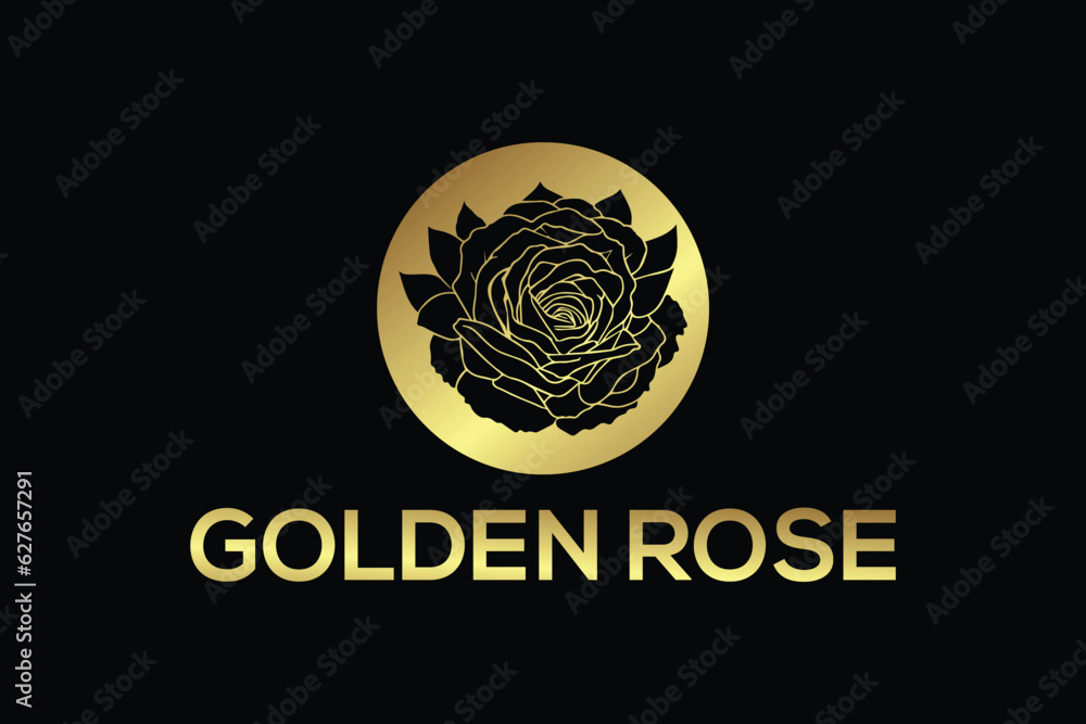 Modern Golden Rose logo design template. Modern Golden Rose logo design template.