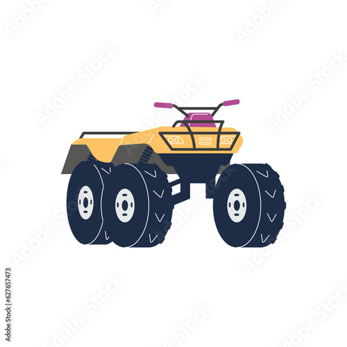 ATV or quad bike, travel motorcycle vehicle flat vector illustration isolated.