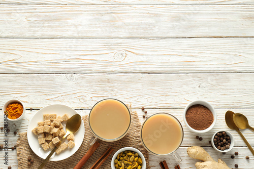 Traditional Indian hot drink with milk and spices - Masala tea