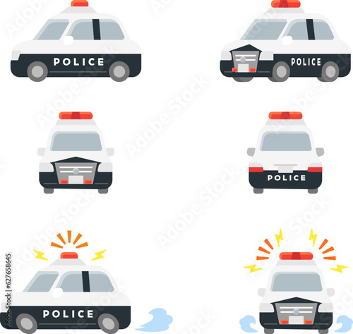 働く車・パトロールカー　イラストセット.