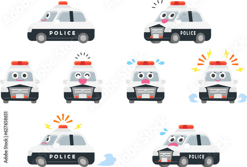 働く車・パトロールカー　イラストセット.