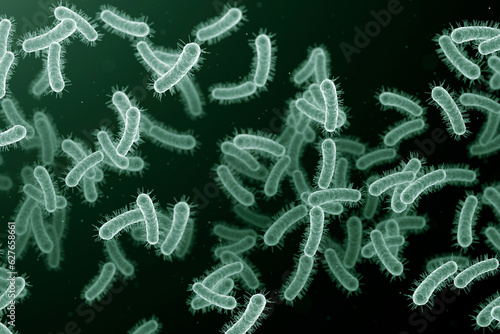 Bild auf Leinwand Close up image of flowing bacteria e coli bacteria cells