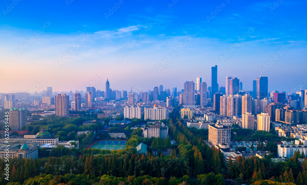 Aerial view of the CBD in Xinjiekou, Nanjing Province, China