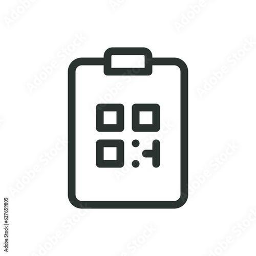 ID card with QR code isolated icon, QR code identification vector icon with editable stroke