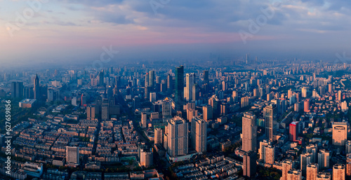 Aerial view of the CBD in Xinjiekou  Nanjing Province  China