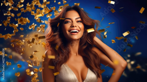 Golden Casino Euphoria: Woman's Winning Moment © AIproduction