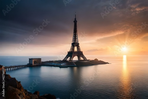 tower in the ocean, sunrise in the ocean  © Asma