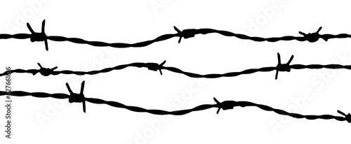 Barbed wire background. Vector fence illustration isolated on white background