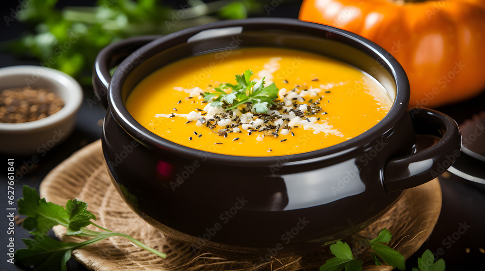 pumpkin soup in a bowl pumpkin soup in a bowl