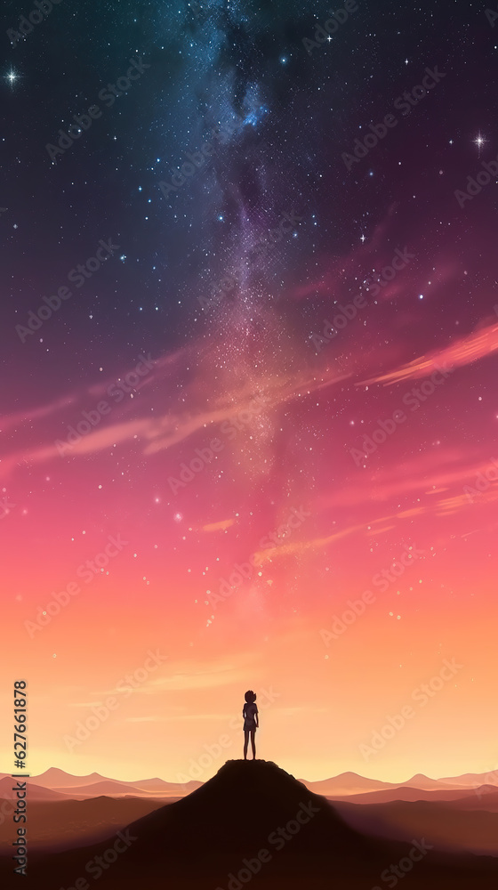 a small woman standing in the middle of nowhere, scifi phone screen artwork, ai generated image a small woman standing in the middle of nowhere, scifi phone screen artwork, ai generated image