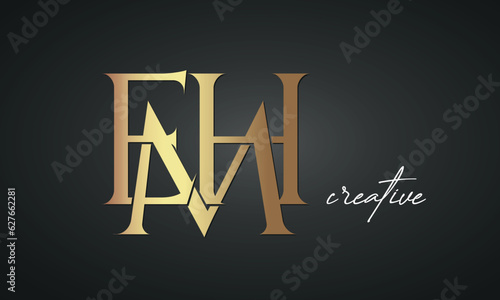 luxury letters EMH golden logo icon premium monogram, creative royal logo design