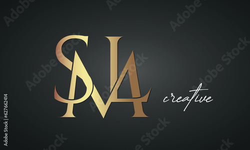 luxury letters SML golden logo icon premium monogram, creative royal logo design photo