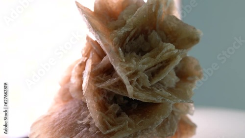Gypsum rose with a crystal on cut out background,