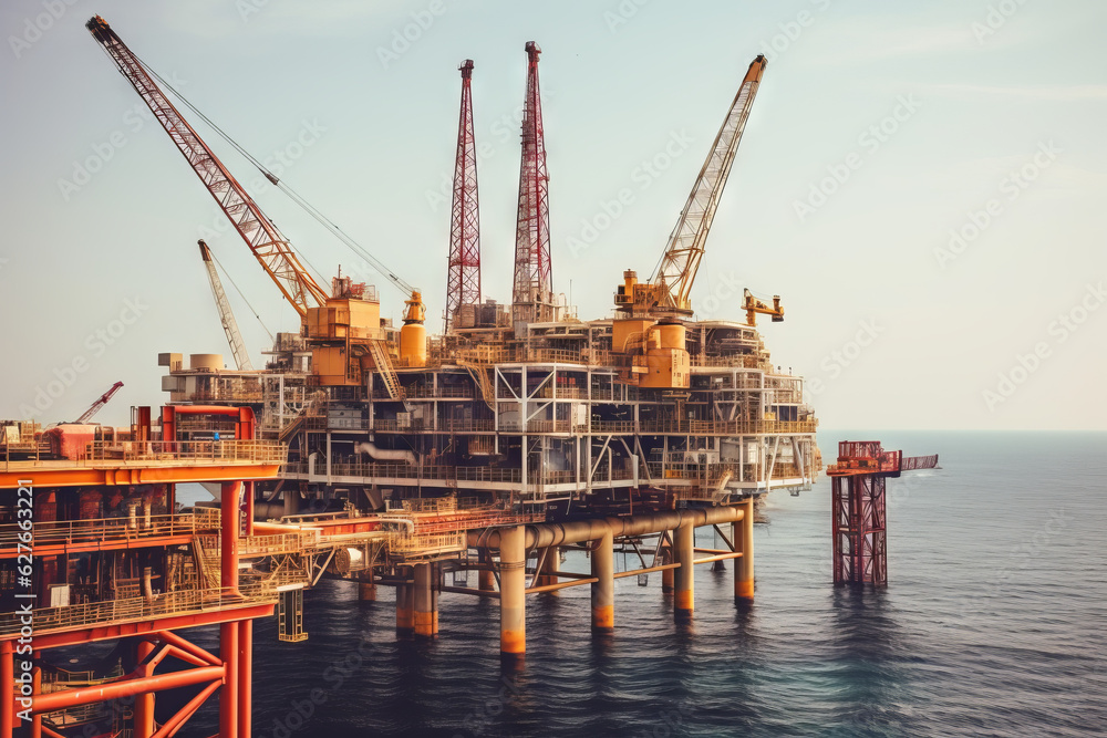 Offshore oil industry in Angola. Concept. Generative AI. Offshore oil industry in Angola. Concept. Generative AI.