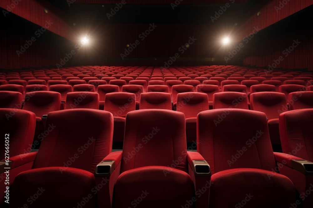 Seats in the cinema. Beautiful illustration picture. Generative AI