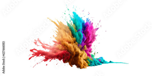 bright colorful Holi paint color powder festival explosion burst isolated white background. industrial print concept background Transparent .