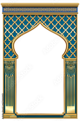 Golden dark classic arch portal and columns