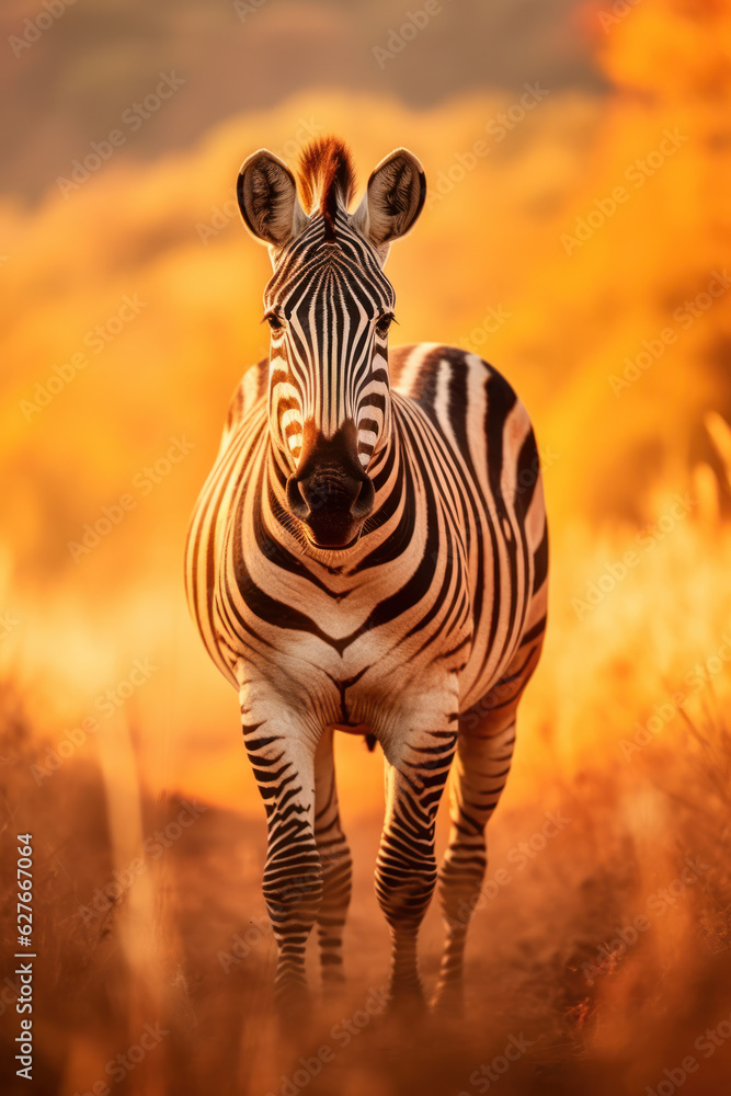 Obraz premium Zebra, Wildlife Photography, Generative AI