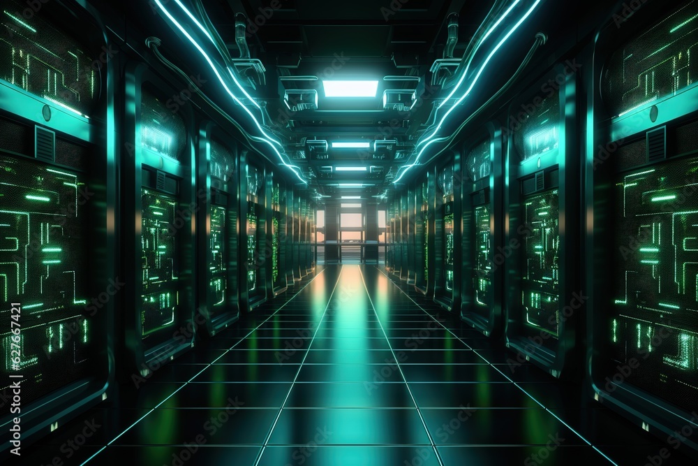 Server room, data center, data storage networking IT infrastructure, server hardware provider, server room center. Generative AI Server room, data center, data storage networking IT infrastructure, server hardware provider, server room center. Generative AI