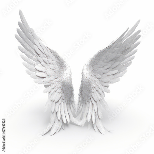 Feathered white swan wings isolated on white background, representing grace and elegance. AI Generative © sorapop