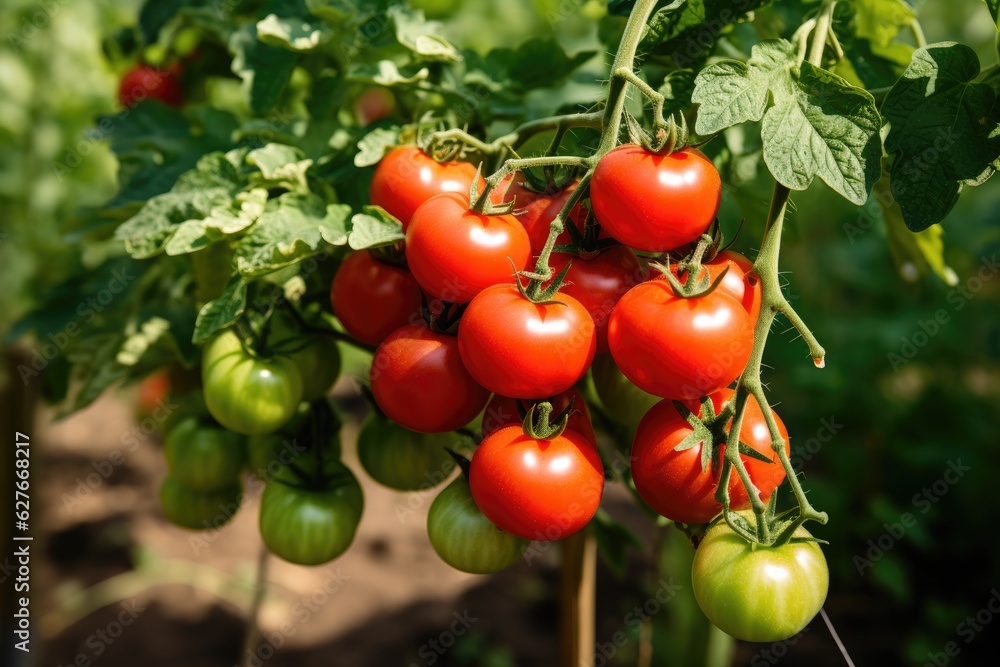 Red tomatoes agriculture harvesting. Generative AI Red tomatoes agriculture harvesting. Generative AI