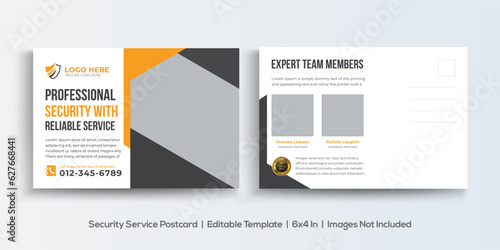 Security Service company postcard design template. Corporate Business Postcard Template Design, Simple and Clean Modern Minimal Postcard Template, Business Postcard Layout