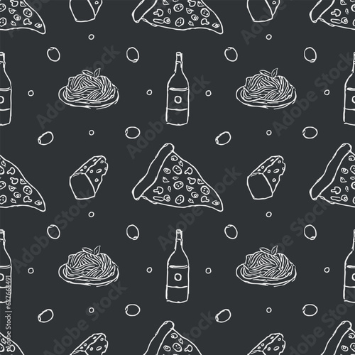 Italian food pattern. Seamless italian food background