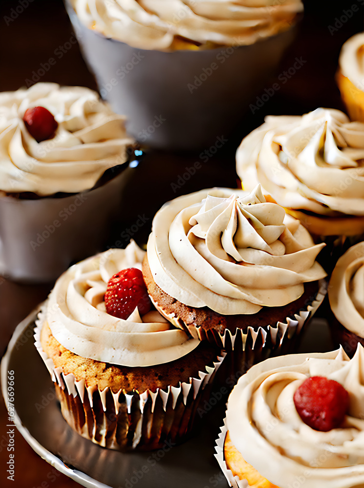 Realistic cupcake cozy atmosphere warm lighting Realistic cupcake cozy atmosphere warm lighting