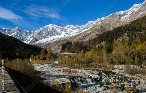 Stream at the foot of majestic Monte Rosa