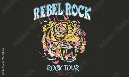 Photo Rebel rock vector print design for t shirt and others