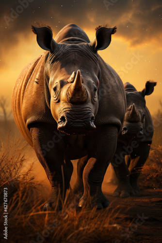 Rhino, Wildlife Photography, Generative AI