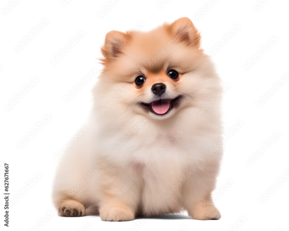 pomeranian dog studio shoot on isolated background, generative ai