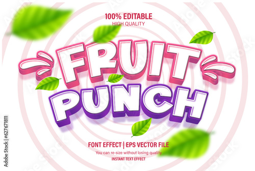 Fruit Punch editable 3d text effect.